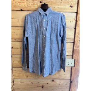 Frank And Oak Mens Blue Polka Dot Cotton Button Down Shirt Large‎ FP2869